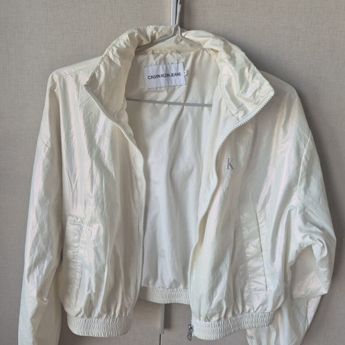 Calvin Klein windbreaker jacket like new, white, with hood