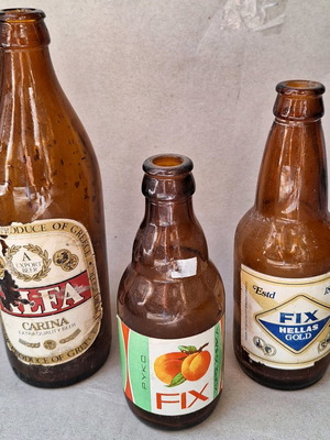 Pack of 3 old Fix and Alfa bottles