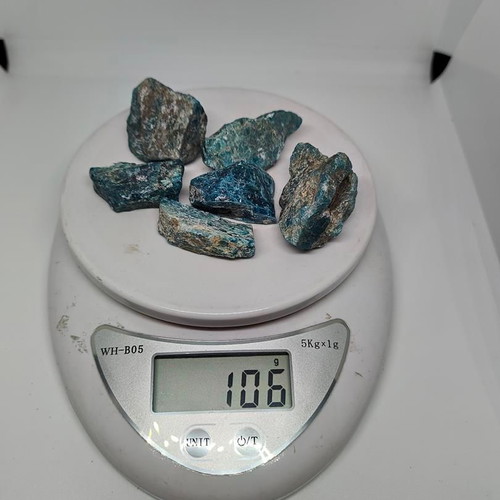 Natural Raw Blue Apatite 6 Pieces 106g