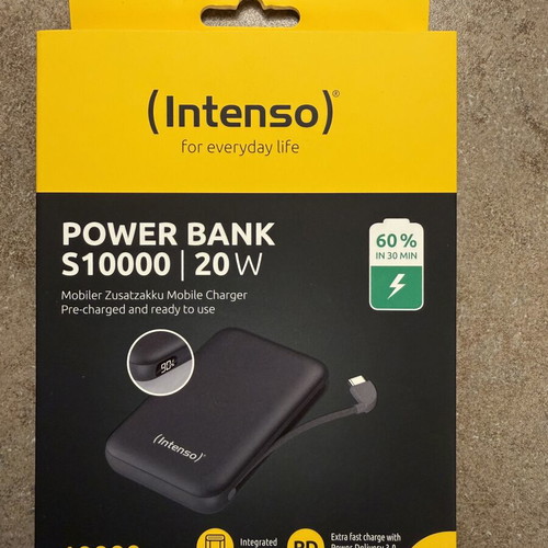 Intenso Powerbank S10000 20W 10000mAh with Integrated Cable, grey
