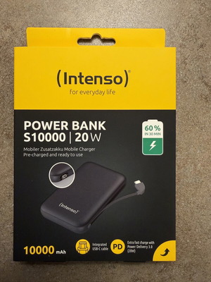 Intenso Powerbank S10000 20W 10000mAh with Integrated Cable, grey