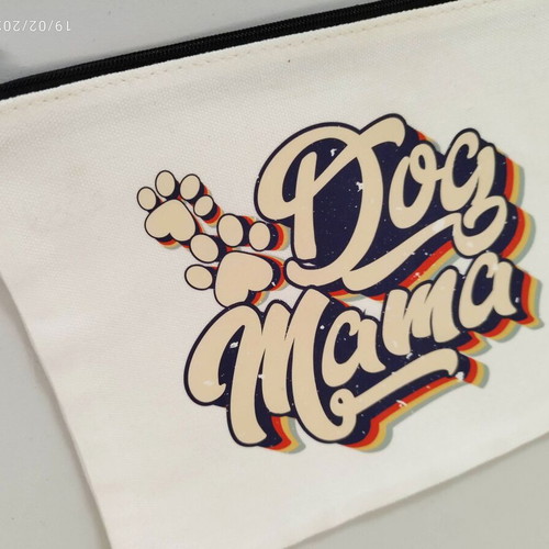 Dog Mama canvas toiletry bag new, 20cm, white multicolor