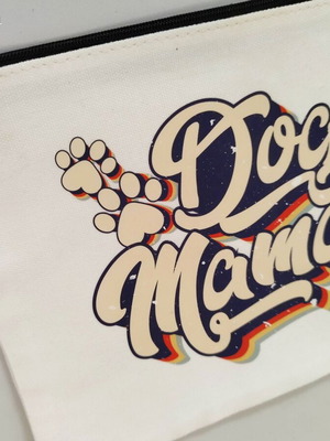 Dog Mama canvas toiletry bag new, 20cm, white multicolor