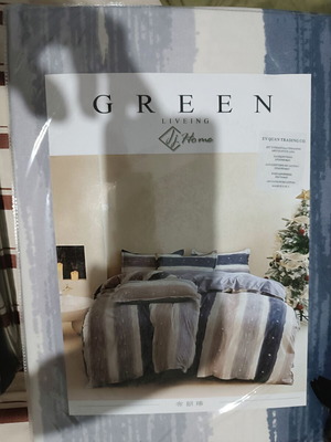 Σετ υπέρδιπλα σεντόνια 4 τεμαχίων Green Liveing Ji Home, ρίγες 220x240cm