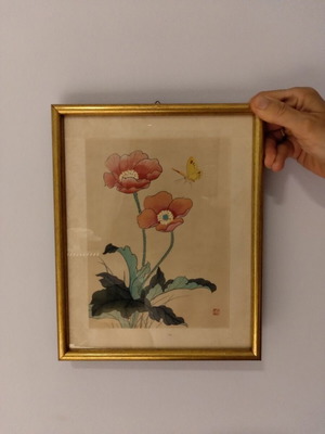Silk painting framed art, Asian style