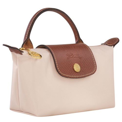 Longchamp Le Pliage Original Pouch handheld like new, beige and brown
