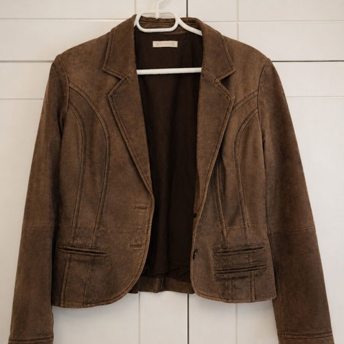 Vintage women's leather jacket Promod, like new, size 44, brown