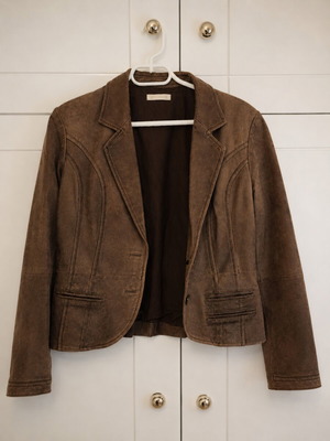 Vintage women's leather jacket Promod, like new, size 44, brown