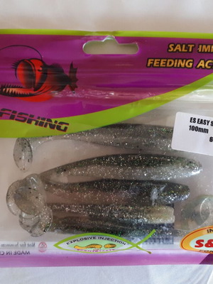 Fishing silicone lures used, 6 packs of shad and curly tail types
