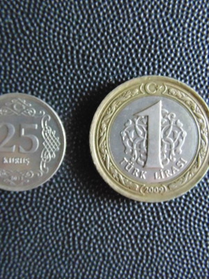 Τουρκικά νομίσματα μεταχειρισμένα, 25 Kurus 2011 & 1 Lira 2009