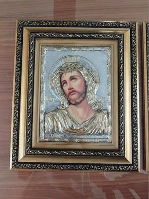 Christ image with silver 925 and 24k gold frame like new