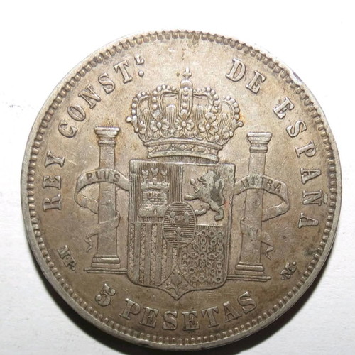 Silver coin 5 Pesetas 1890 like new