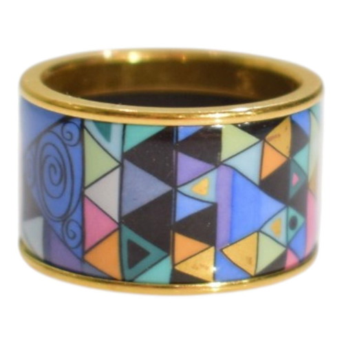 Frey Wille gold-plated enamel ring Gustav Klimt design
