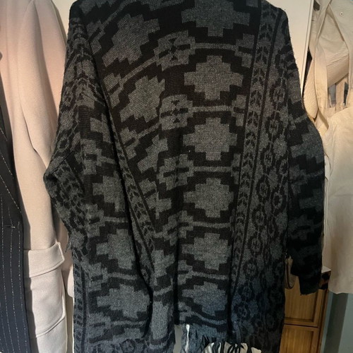 Fringed cardigan used, gray, size M H&M