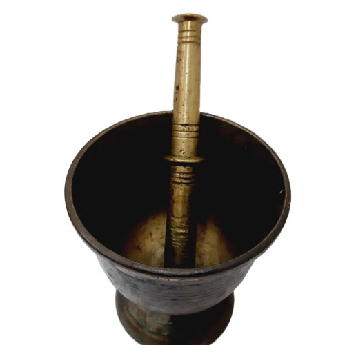 Antique Greek Brass Mortar and Pestle used, vintage kitchen decor