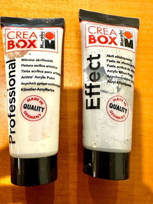 Acrylic paint and silver effect paste used for painting