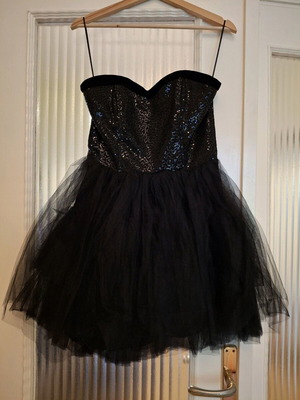 Naf Naf Mini Dress with Tulle and Sequins like new, size 38, black