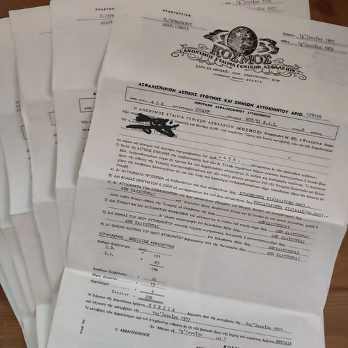 7 Rare Large Motorcycle Insurance Policies ZÜNDAPP (1965-1972)