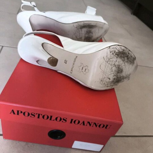 Apostolos Ioannou sandals used, white patent leather, size 37