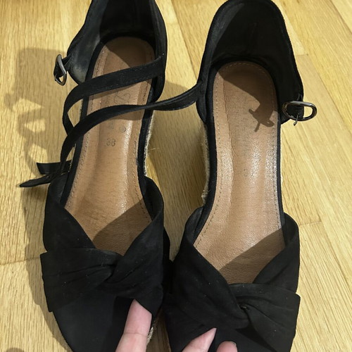 Black Suede Platform Sandals Size 38 Like New