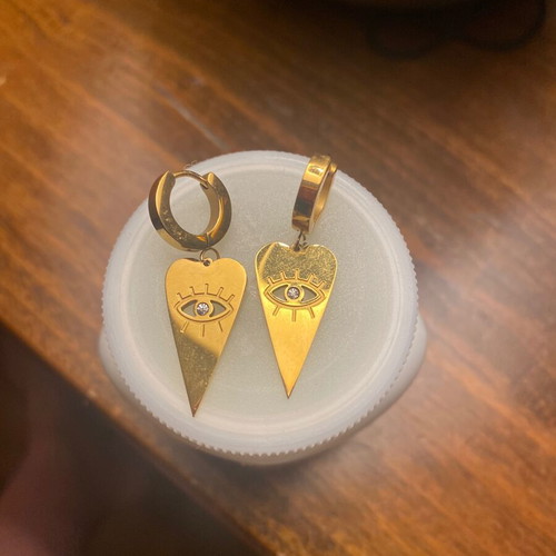 Stainless Steel Earrings like new, glam rock, gold color