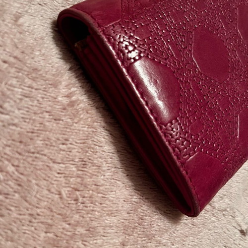 Christian Dior purple leather wallet with gold D I O R logo like new