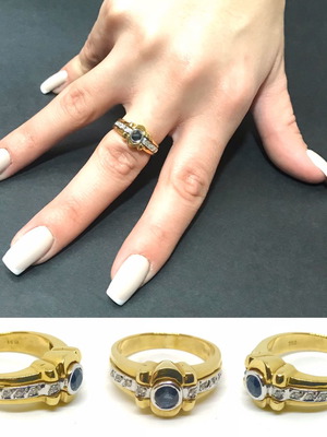 18k ring with sapphire and brilliant new