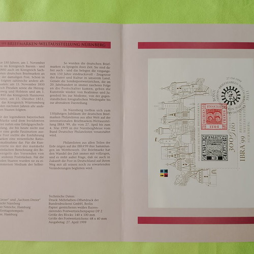 German stamps 1999 with first day covers Bonn and Frankfurt