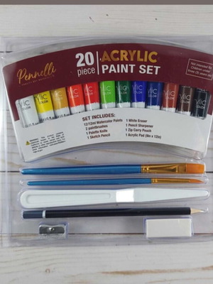 Pennelli Acrylic Paint Set new, 12 tubes 12ml with brushes and tools