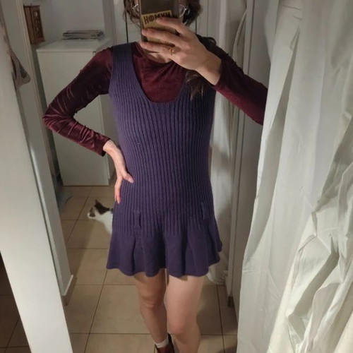 Purple sleeveless knit mini dress like new, size S/M