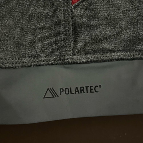 Dynafit zip hoodie polartec women’s used, size L, gray/red