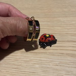Hoop earrings like new, gold and black with rhinestones