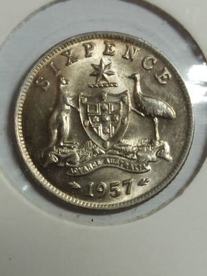 Australia Six Pence 1957 AUNC ασημένιο καινούργιο