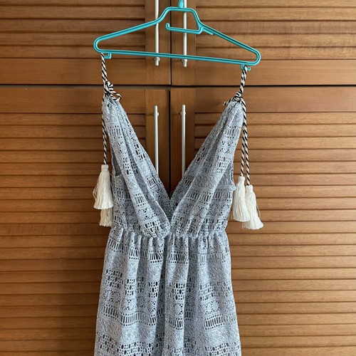 Boho Chic Crochet Beach Dress Cover-up Like New With Tassels