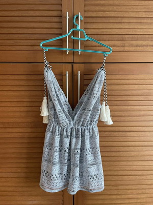Boho Chic Crochet Beach Dress Cover-up Like New With Tassels