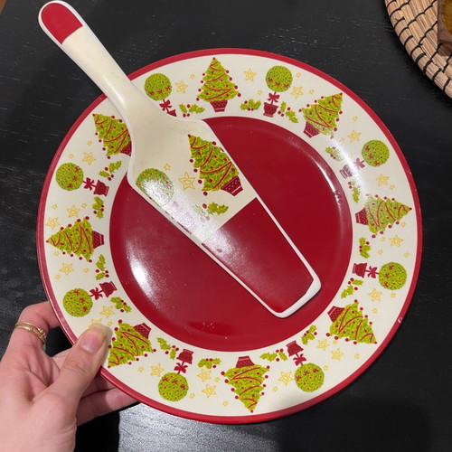 Christmas plate with big spoon used