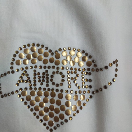 Elisa Fanti white women's blouse with gold heart studs, XL