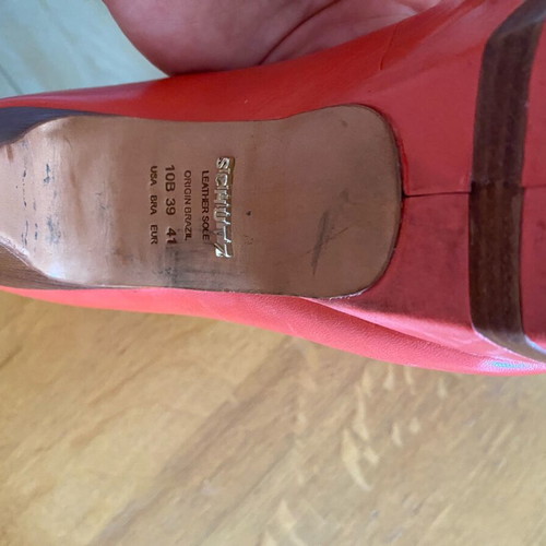 Schutz peep toe pumps used, coral color, size 41, wooden heel