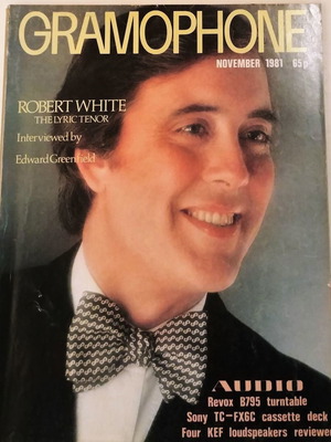 Gramophone November 1981 with Robert White used