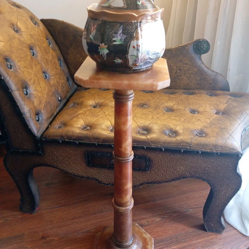 Vintage alabaster flower stand used