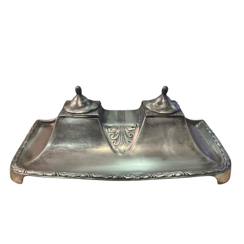 Kayser Art Nouveau Silver-Plated Inkstand used, collectible