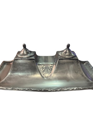 Kayser Art Nouveau Silver-Plated Inkstand used, collectible