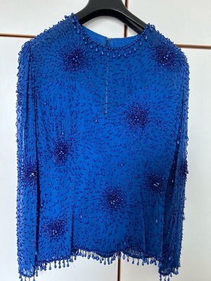 Embroidered blouse vintage blue used, size M