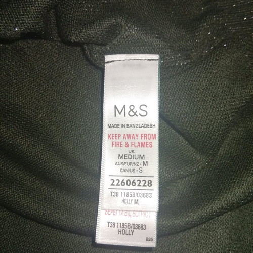 Marks & Spencer dark green metallic blouse new size Medium