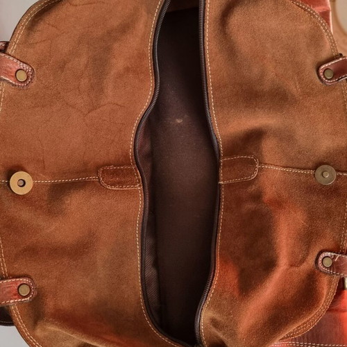 Leather handbag used, brown with large interior space