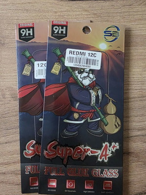 Full tempered glass Redmi 12C like new, compatible with Redmi 10C and Poco C55, 2 pieces