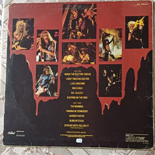 W.A.S.P. Live In The Raw vinyl record like new, metal