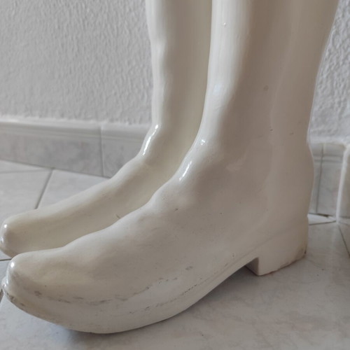 Decorative boots umbrella stand, off-white