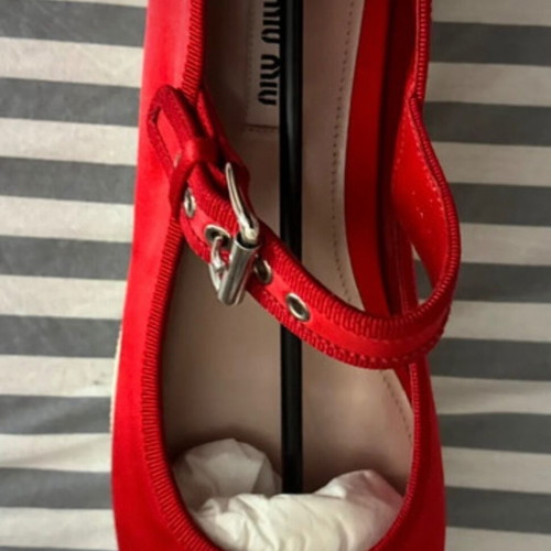 Miu Miu satin red platform ballerinas size 41 new