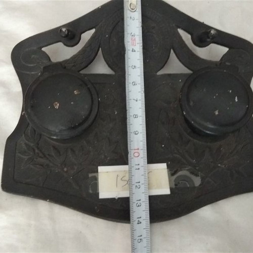 Antique inkwell used, old carved collectible piece
